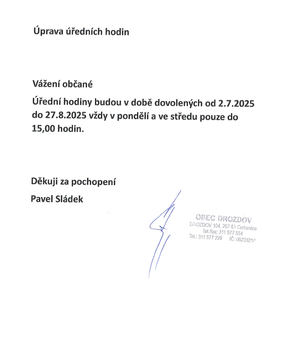 Úprava úředních hodin